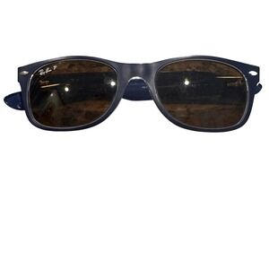 Ray-Ban New Wayfarer RB 2132 6053/71 Blue Matte Polarized Brown Sunglasses 52mm